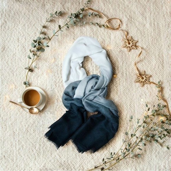 Cushnie Oversized Carley Long Scarf Wrap Black Gray Cream Ombré NEW - Picture 7 of 9